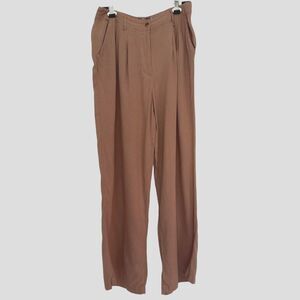 URBAN OUTFITTERS Women's Size 6 Viscose Linen Blend Trousers Light Taupe Neutral